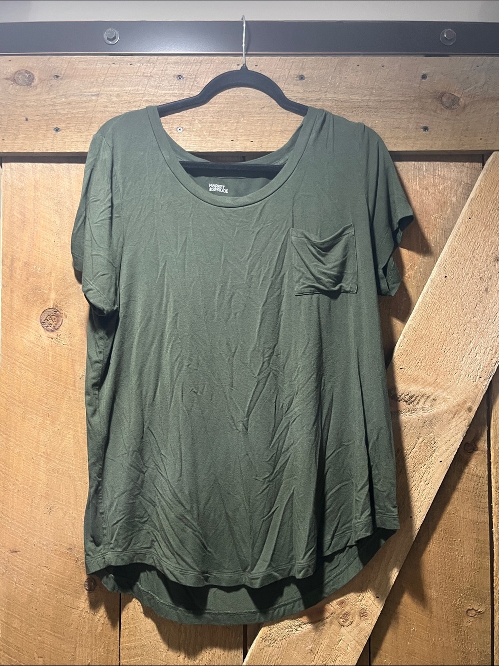 Market & Spruce Olive Green Short Sleeve Pocket Tee